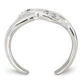 Sterling Silver Polished CZ Infinity Adjustable Toe Ring